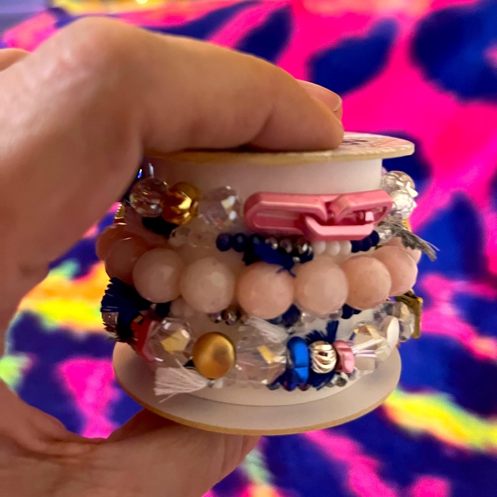 Blushing Navy Springs Shimmer Bracelet Stack